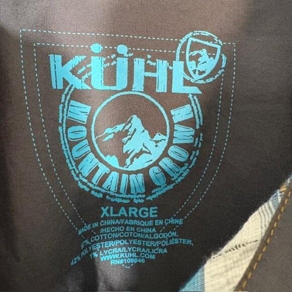 Kuhl Shirt Mens XL Blue Gray Plaid Short Sleeve Button Down Western Hiking Trail - Picture 3 of 7